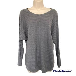 new york & co soho gray ribbed pullover sweater size large cotton blend